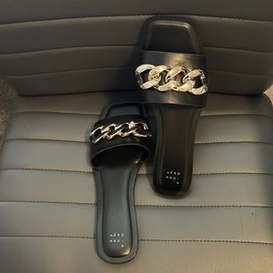 A New Day black slides - leather